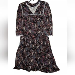 Vintage Dress Womens Size S/M Black Paisley